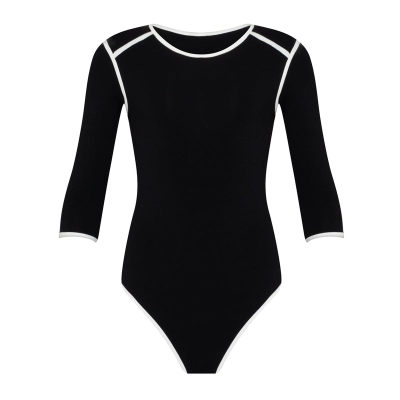 Girl Two tone Eco bodysuit in Black by BrunnaCo - JÚNEE
