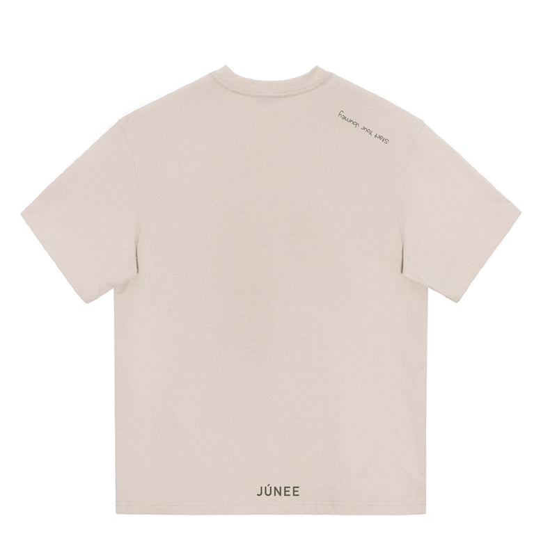 JÚNEE | Unisex Drop Shoulder Large Velvet Logo Tee Shirt ( 3 colours) - JÚNEE