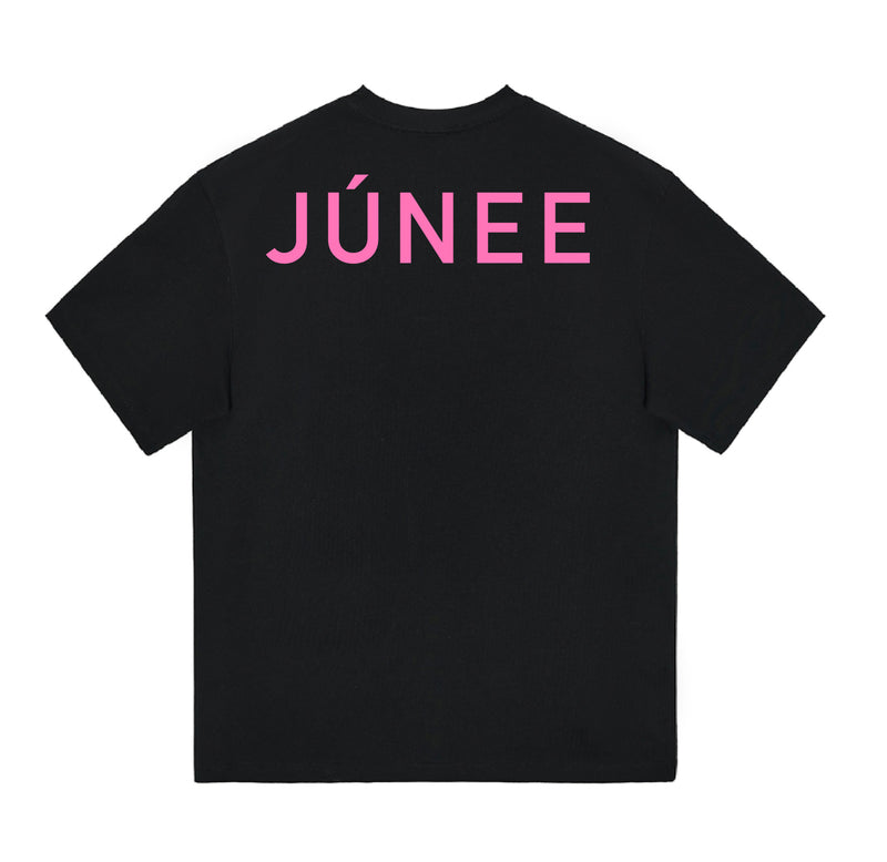 JÚNEE | Unisex Drop Shoulder Velvet Logo Tee Shirt ( 3 colours) - JÚNEE