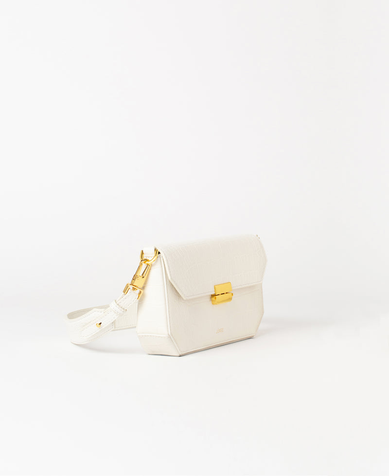 BAILA Baguette Clutch - "Ivory Croc Embossed" - JÚNEE