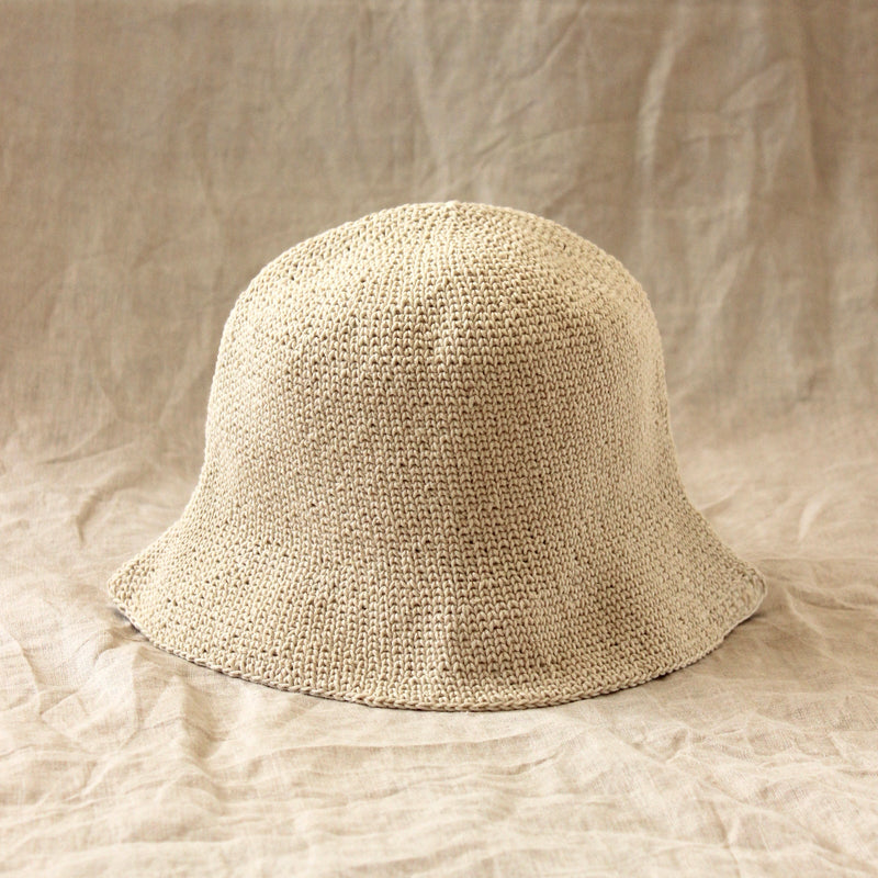 FLORETTE Crochet Bucket Hat, in Nude White by BrunnaCo - JÚNEE