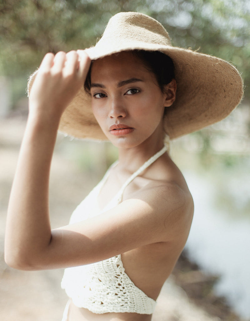 RIRI Jute Straw Hat, in Nude Beige by BrunnaCo - JÚNEE