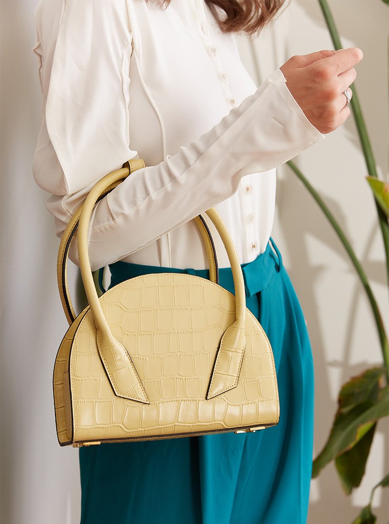 Yellow crocodile bag shop